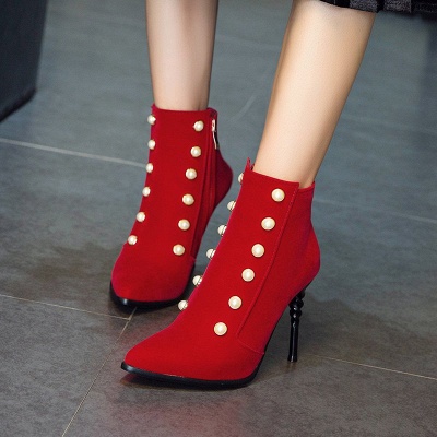 Suede Daily Stiletto Heel Pointed Toe Zipper Boots_7