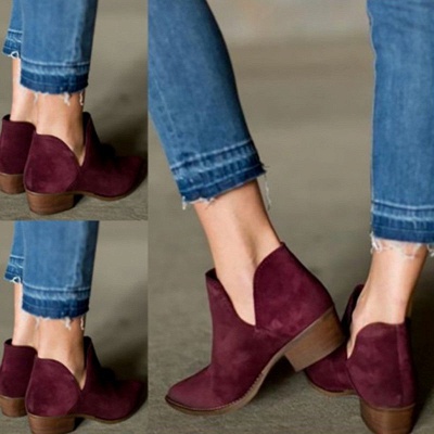 Chunky Heel Daily Pointed Toe Elegant Suede Boots_5