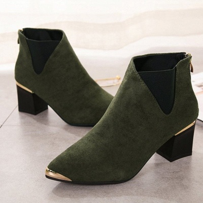 Suede Chunky Heel Pointed Toe Elegant Boot_7