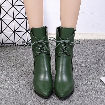 Lace-up Chunky Heel Daily Pointed Toe Elegant Boots_6