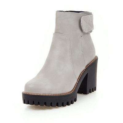 Daily Chunky Heel Zipper Round Toe Boots_5