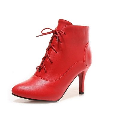 Lace-up Stiletto Heel Pointed Toe Elegant Boots_1