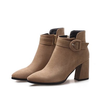 Daily Chunky Heel Suede Round Toe Boot_1