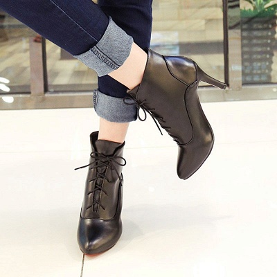 Lace-up Stiletto Heel Pointed Toe Elegant Boots_9
