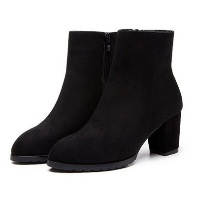 Zipper Chunky Heel Daily Pointed Toe Boots_3