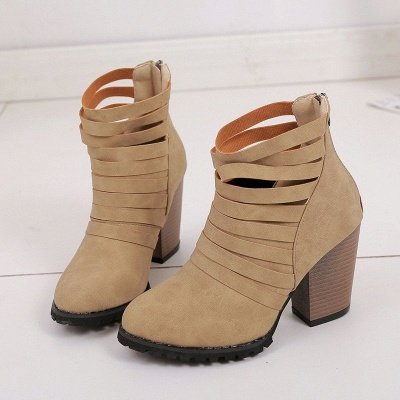 Chunky Heel Zipper Daily Pointed Toe Elegant Boots_1