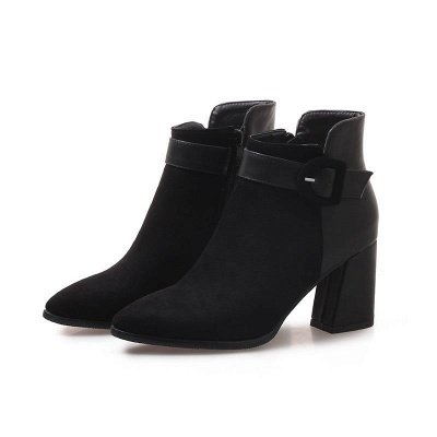Daily Chunky Heel Suede Round Toe Boot_2