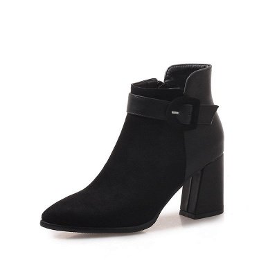 Daily Chunky Heel Suede Round Toe Boot_5