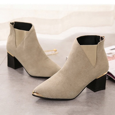 Suede Chunky Heel Pointed Toe Elegant Boot_8