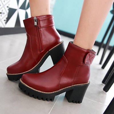 Daily Chunky Heel Zipper Round Toe Boots_6