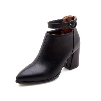 Chunky Heel PU tägliche Bindung runde Zehe Stiefel_7