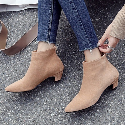 Chunky Heel Zipper Daily Pointed Toe Elegant Boots_10