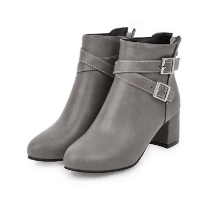 Daily Chunky Heel Buckle Pointed Toe Boots_4