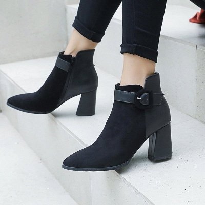 Daily Chunky Heel Suede Round Toe Boot_4