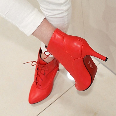 Lace-up Stiletto Heel Pointed Toe Elegant Boots_8