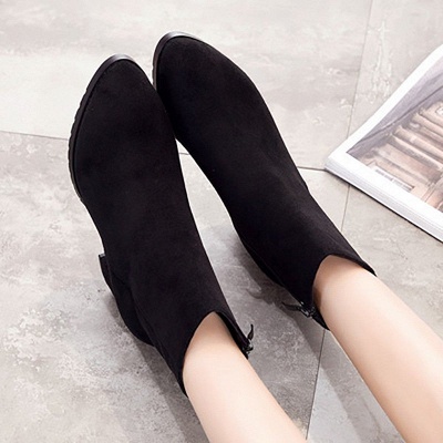 Zipper Chunky Heel Daily Pointed Toe Boots_6