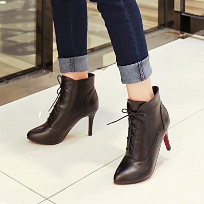 Lace-up Stiletto Heel Pointed Toe Elegant Boots_6