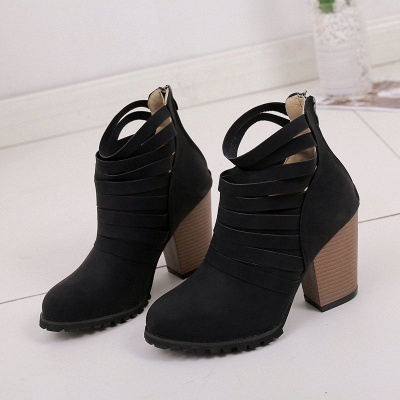 Chunky Heel Zipper Daily Pointed Toe Elegant Boots_2