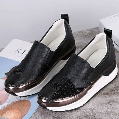 Daily Round Toe Wedge Heel PU Loafers_2