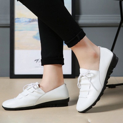 Casual Round Toe Lace-up Flat Heel Loafers_1