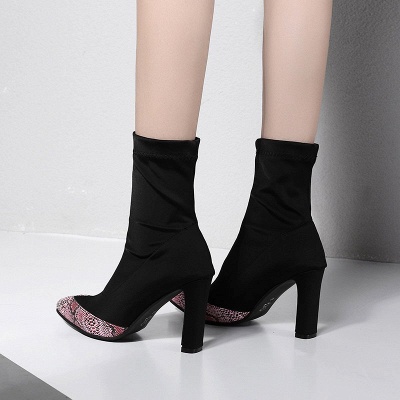 Daily Chunky Heel Pointed Toe Elegant PU Boots_4