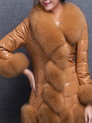 Fluffy Pockets Buttoned A-line Fur and Shearling Coat_12