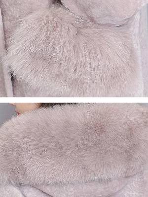 Casual Buttoned Long Sleeve Hoodie Fur and Shearling Coat_9