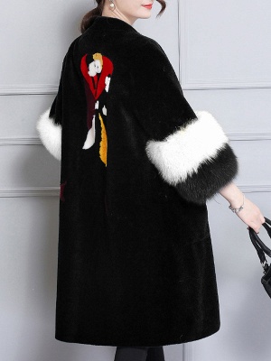 Embroidered Paneled Fur and Shearling Coat_10