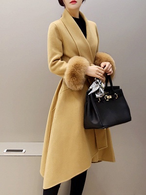 High Low Bow Asymmetric Solid Fur And Shearling Coats_1