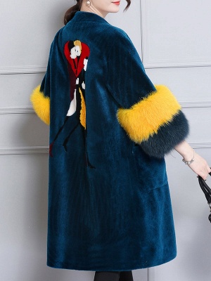 Embroidered Paneled Fur and Shearling Coat_4