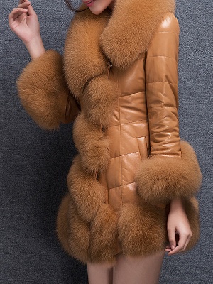 Fluffy Pockets Buttoned A-line Fur and Shearling Coat_11