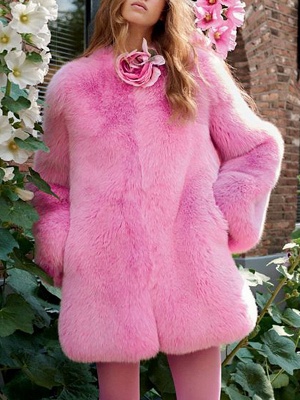 Long Sleeve Casual Fluffy  Fur and Shearling Coat_5