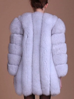 Long Sleeve Casual Solid Paneled Fur and Shearling Coat_7