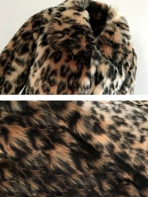 Manteau en fourrure et peau de mouton à imprimé léopard brun_5
