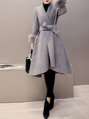High Low Bow Asymmetric Solid Fur And Shearling Coats_7