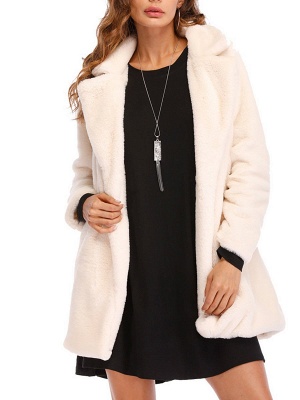 Long Sleeve Pockets Fluffy Fur and Shearling Coat_1