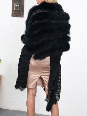 Guipure lace Paneled Fluffy Fur and Shearling Coat_6