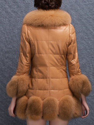 Fluffy Pockets Buttoned A-line Fur and Shearling Coat_10