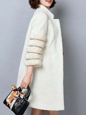 Long Sleeve Pockets Casual Solid Fur and Shearling Coat_6