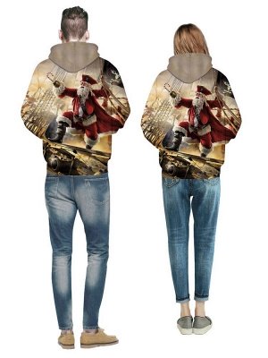 Hässliche Weihnachten Plus Size Paar Hoodies Santa Claus Pirate Mode gedruckt Kapuzenkleidung für Männer / Frauen_5