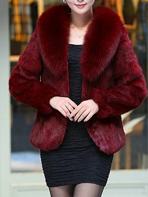 Fluffy Long Sleeve Shawl Collar Fur and Shearling Coat_8