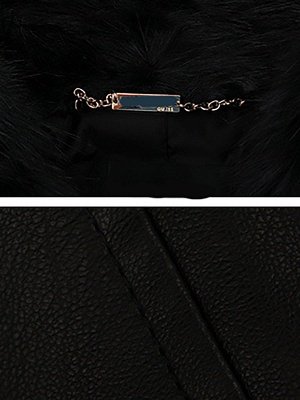 Black Casual Paneled Faux Fur Solid Fur and Shearling Coat_5