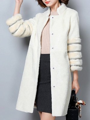 Long Sleeve Pockets Casual Solid Fur and Shearling Coat_9
