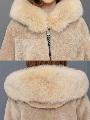 Pockets Zipper Hoodie Fluffy Fur and Shearling Coat_8