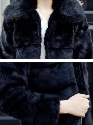 Cuello chal de cambio largo de manga larga negro Piel de abrigo de color y abrigo de piel de oveja_5