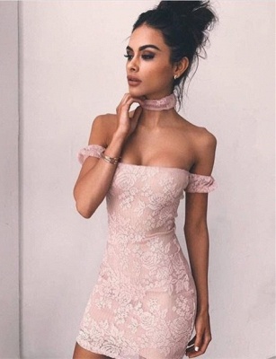 Delicate Lace Bodycon Off-the-shoulder Homecoming Dress | Short Cocktail Gown_1