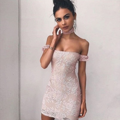 Delicate Lace Bodycon Off-the-shoulder Homecoming Dress | Short Cocktail Gown_3