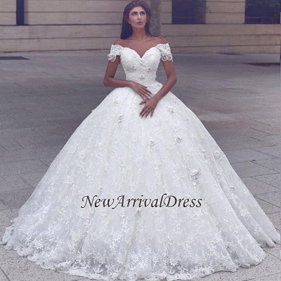 Cap Sleeve Lace Glamorous Lace Ball Gown Wedding Dresses_1