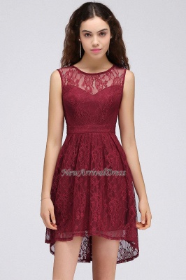 Newest Lace Sleeveless Illusion A-line Burgundy Homecoming Dress_4
