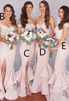 Modest Pink Mermaid Spaghetti Strap Bridesmaid Dress | Bridesmaid Dress Online_1